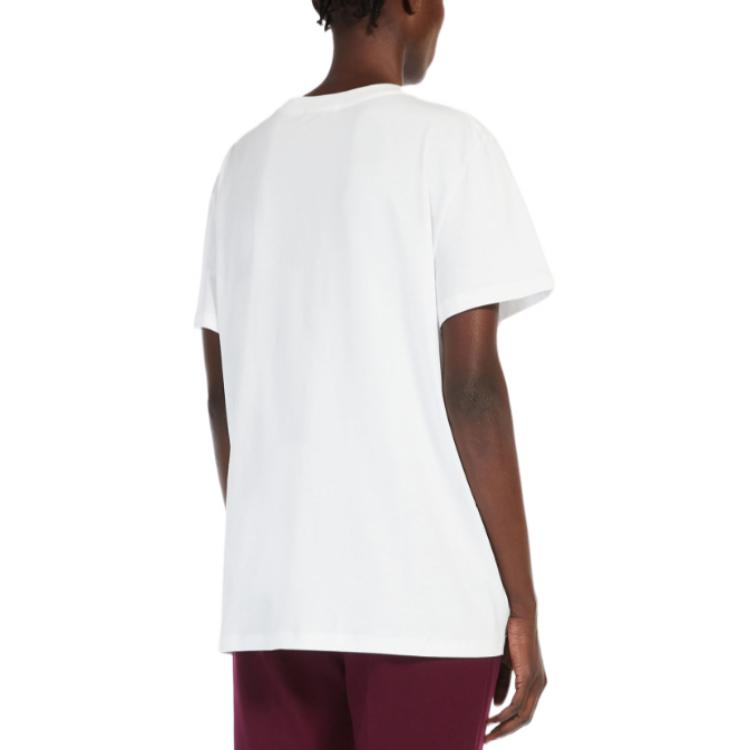 Purchase (W) 막스마라 자수 코튼 캐주얼 화이트 반팔 티셔츠 1941033106005-TSHIRT