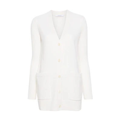 (Women) 'S Max Mara MaxMara Embroidered V-Neck Slim Fit Knit Sweater - Off-White 2421346052600