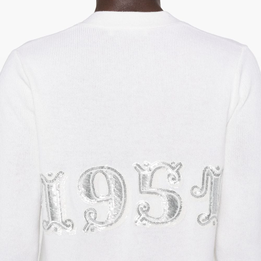 Details for (Women) 'S Max Mara MaxMara  Embroidered V-Neck Slim Fit Knit Sweater - Off-White 2421346052600