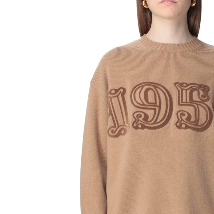 Purchase (W) ''S 맥스마라 맥스마라 슬림핏 크루넥 긴팔 스웨터 카키 색상 2313660733600002003