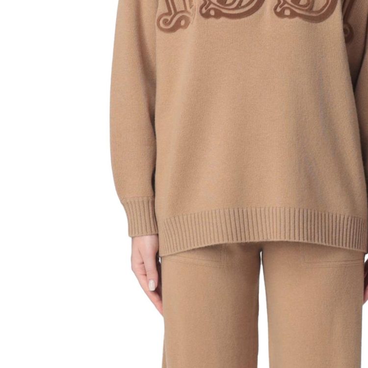 Sizing (W) ''S 맥스마라 맥스마라 슬림핏 크루넥 긴팔 스웨터 카키 색상 2313660733600002003