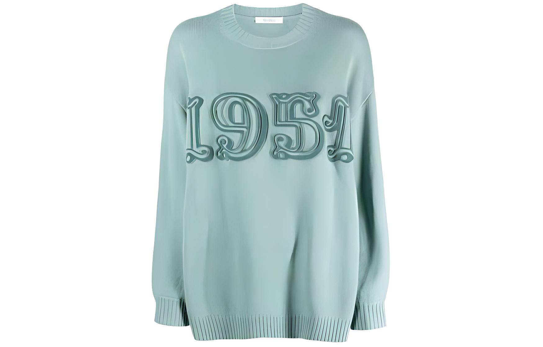 (Women) 'S Max Mara MaxMara  Fitted Round Neck Long Sleeve Sweater Green. 13660733600-020