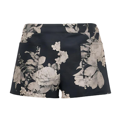 (Women) 'S Max Mara MaxMara Floral Print Colorblock Casual Shorts with Zipper Pockets 2411141143600-001