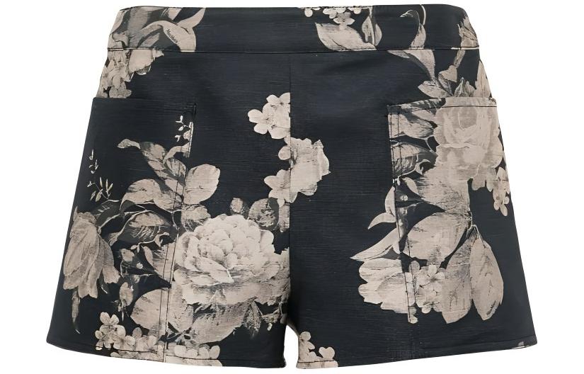 Order (Women) 'S Max Mara MaxMara  Floral Print Colorblock Casual Shorts with Zipper Pockets 2411141143600-001
