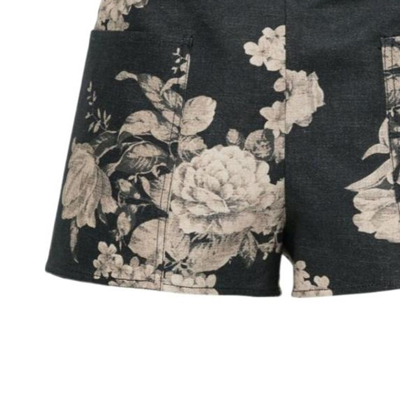 Purchase (Women) 'S Max Mara MaxMara  Floral Print Colorblock Casual Shorts with Zipper Pockets 2411141143600-001