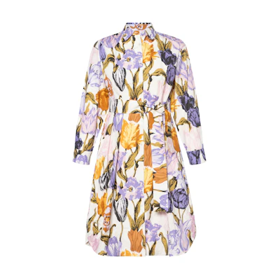 (Women) 'S Max Mara MaxMara Floral Print Short Sleeve Shirt Dress - Lilac Purple 5221192106008-HILDE