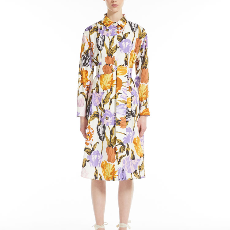 Lookbook (Women) 'S Max Mara MaxMara  Floral Print Short Sleeve Shirt Dress - Lilac Purple 5221192106008-HILDE
