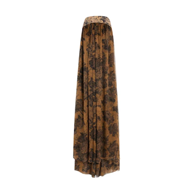 (Women) 'S Max Mara MaxMara Floral Print Strapless Sleeveless Dress Brown 1221224306-005