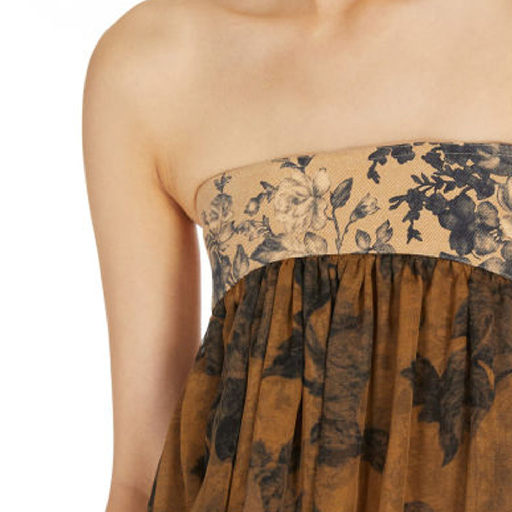 Details for (Women) 'S Max Mara MaxMara  Floral Print Strapless Sleeveless Dress Brown 1221224306-005