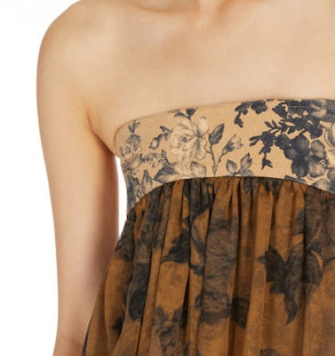 (Women) 'S Max Mara MaxMara Floral Print Strapless Sleeveless Dress Brown 1221224306-005 Details for (Women) 'S Max Mara MaxMara Floral Print Strapless Sleeveless Dress Brown 1221224306-005