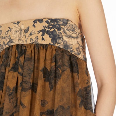 (Women) 'S Max Mara MaxMara Floral Print Strapless Sleeveless Dress Brown 1221224306-005 Sizing (Women) 'S Max Mara MaxMara Floral Print Strapless Sleeveless Dress Brown 1221224306-005