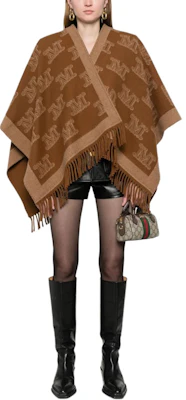 (W) S Max Mara 流蘇字母披肩斗篷 - 棕色 2424736091600-009 Shop (W) S Max Mara 流蘇字母披肩斗篷 - 棕色 2424736091600-009
