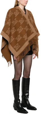 (W) S Max Mara 流蘇字母披肩斗篷 - 棕色 2424736091600-009 Purchase (W) S Max Mara 流蘇字母披肩斗篷 - 棕色 2424736091600-009