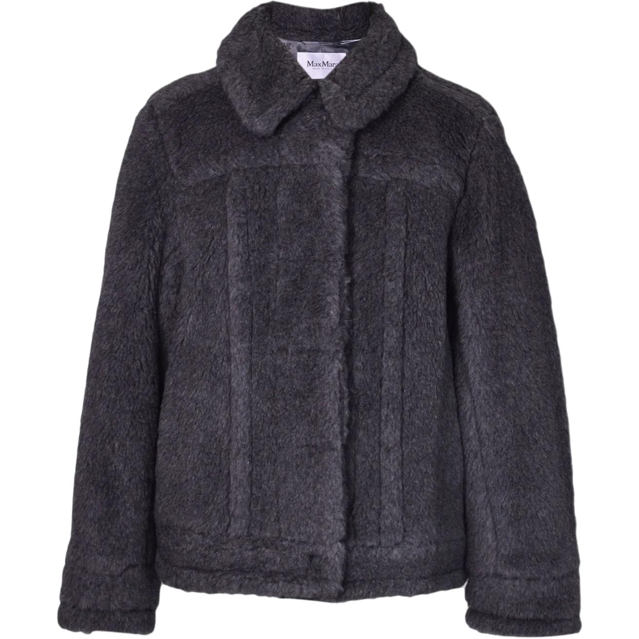 (Women) 'S Max Mara MaxMara  Gray Solid Color Long Sleeve Coat Jacket 2310860233600-001