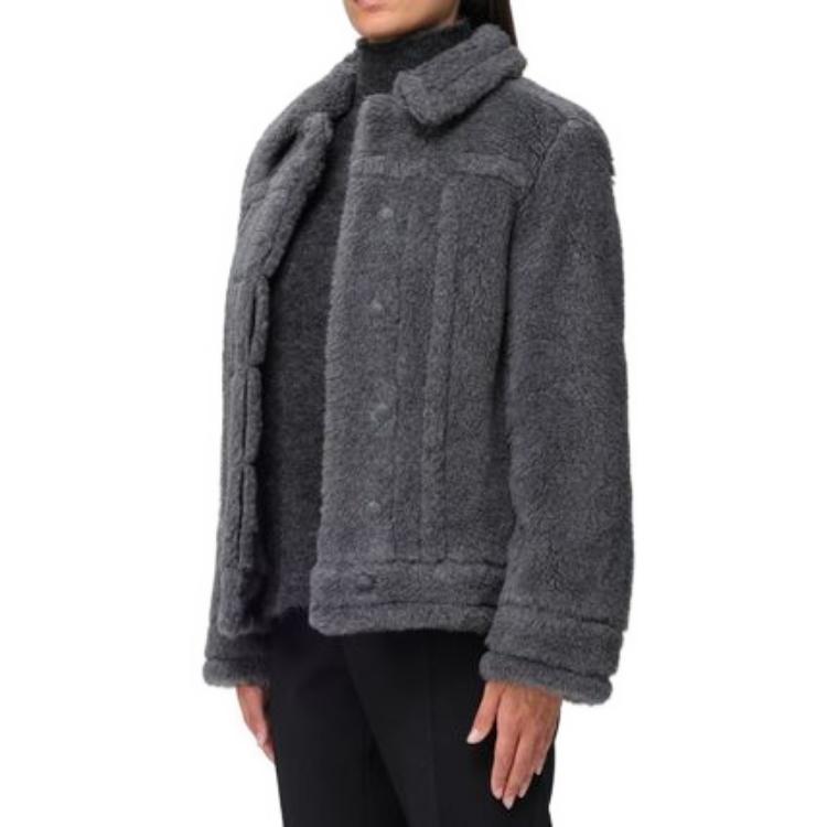 (Women) 'S Max Mara MaxMara  Gray Solid Color Long Sleeve Coat Jacket 2310860233600-001 圖 6