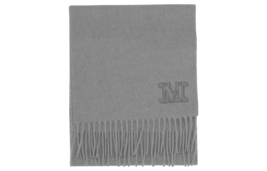 Order (Women) 'S Max Mara MaxMara  Gray Wool Scarf with Letter Embroidery and Tassels. 45463137600232009