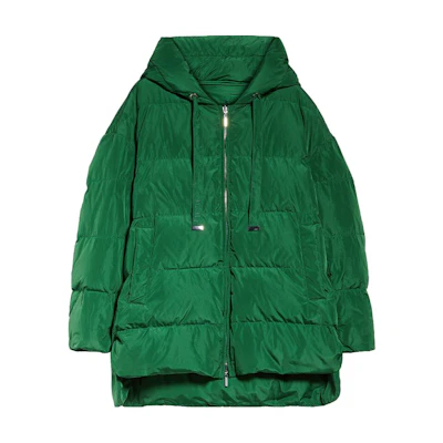 (Women) 'S Max Mara MaxMara Green Hooded Puffer Jacket with Side Zipper and Slit 9486013606-040