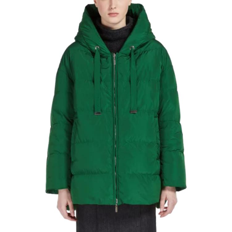 (Women) 'S Max Mara MaxMara  Green Hooded Puffer Jacket with Side Zipper and Slit 9486013606-040 圖 3