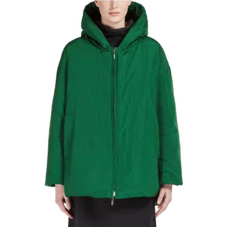 (Women) 'S Max Mara MaxMara  Green Hooded Puffer Jacket with Side Zipper and Slit 9486013606-040 圖 4