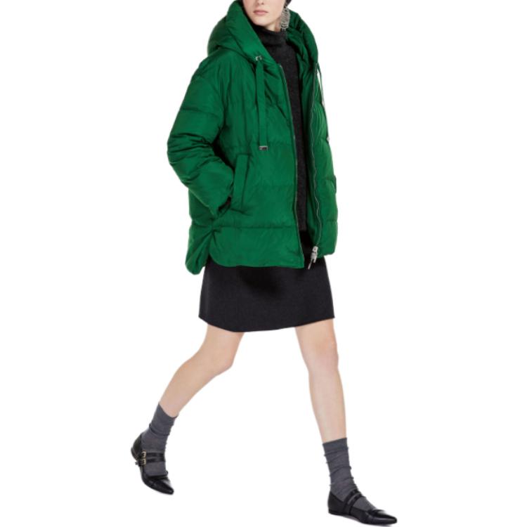 (Women) 'S Max Mara MaxMara  Green Hooded Puffer Jacket with Side Zipper and Slit 9486013606-040 圖 5