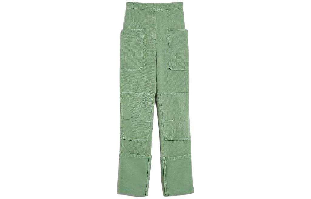 (Women) 'S Max Mara MaxMara  Green Straight-Fit Casual Pants with Zip Pockets. 2411131103600-016