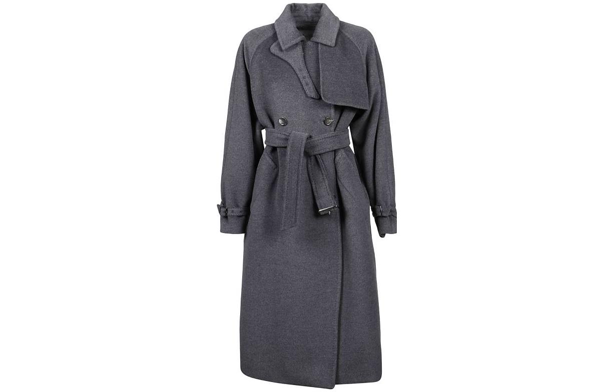 (Women) 'S Max Mara MaxMara  Grey Double-Breasted Long Sleeve Coat 10160523600-034