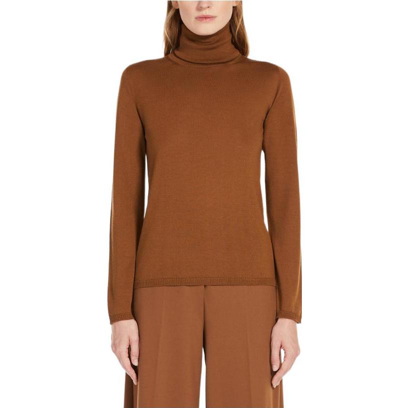 Shop (Women) 'S Max Mara MaxMara  High-Neck Long-Sleeve Sweater Tobacco Brown 1366182306006-SALUTO