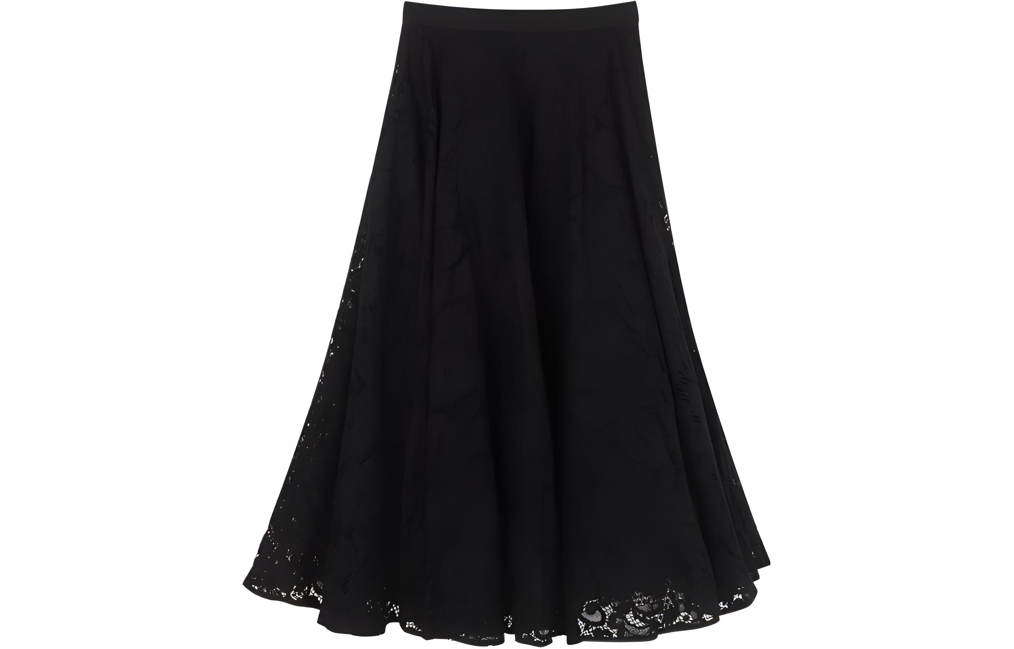 (Women) 'S Max Mara MaxMara  High-Waist Black Lace Midi Skirt Casual Wear 81060283000001