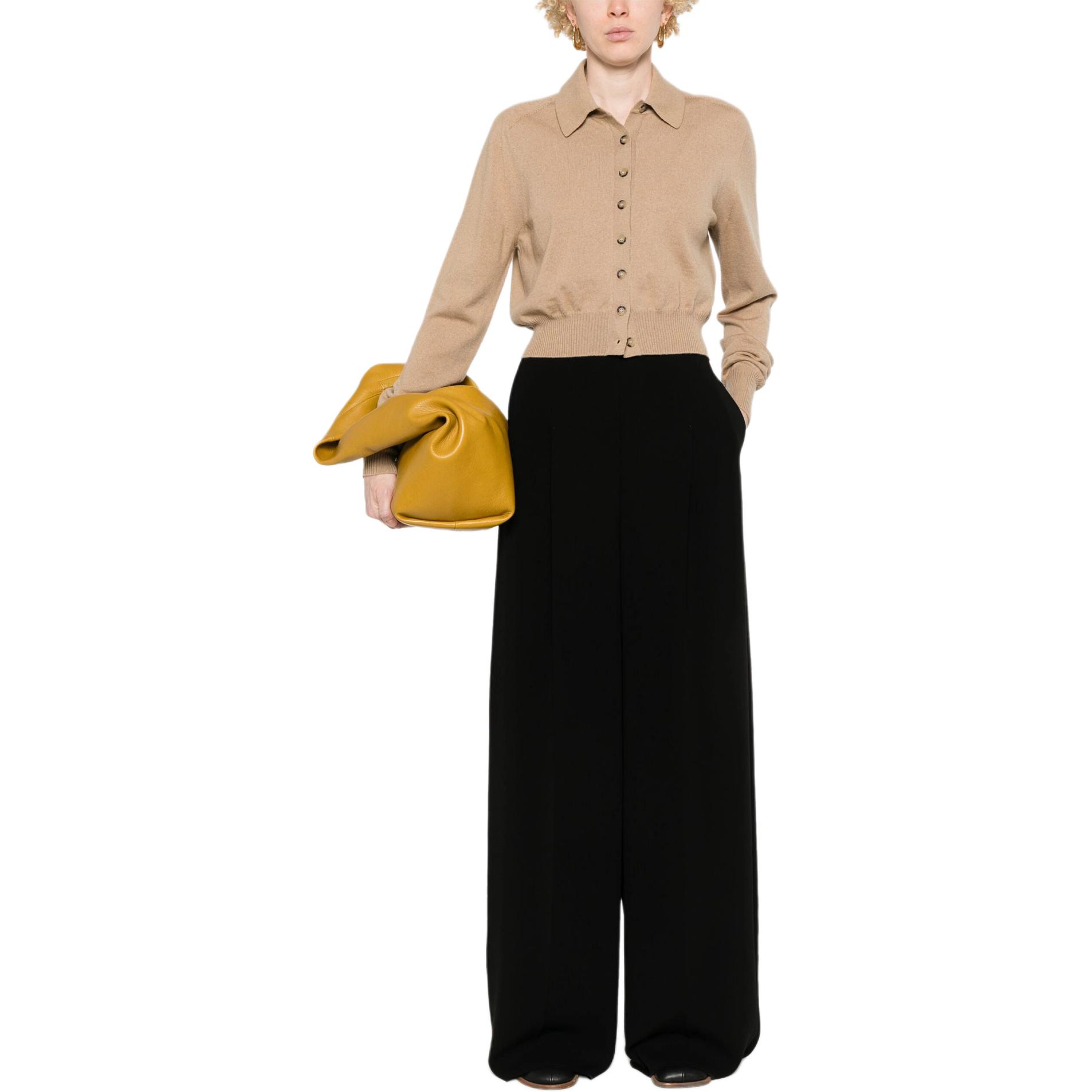 Lookbook (W) Seluar Panjang Tinggi Pinggang Lebar ''S Max Mara MaxMara Hitam 2421136041600