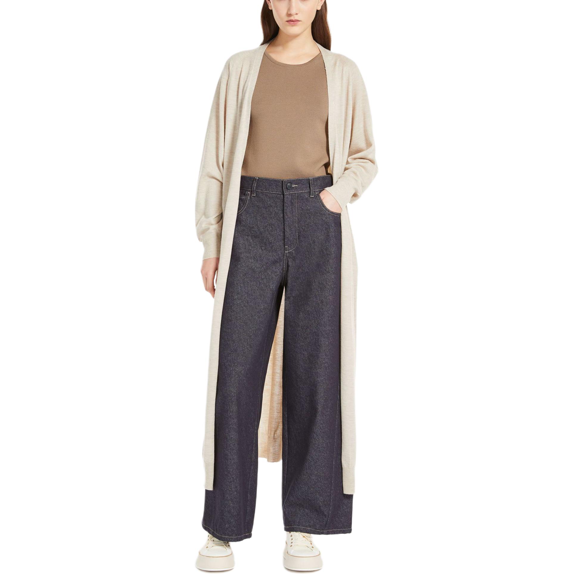 Lookbook (Women) 'S Max Mara MaxMara  High-Waisted Wide-Leg Jeans in Solid Dark Blue 1131164106-001