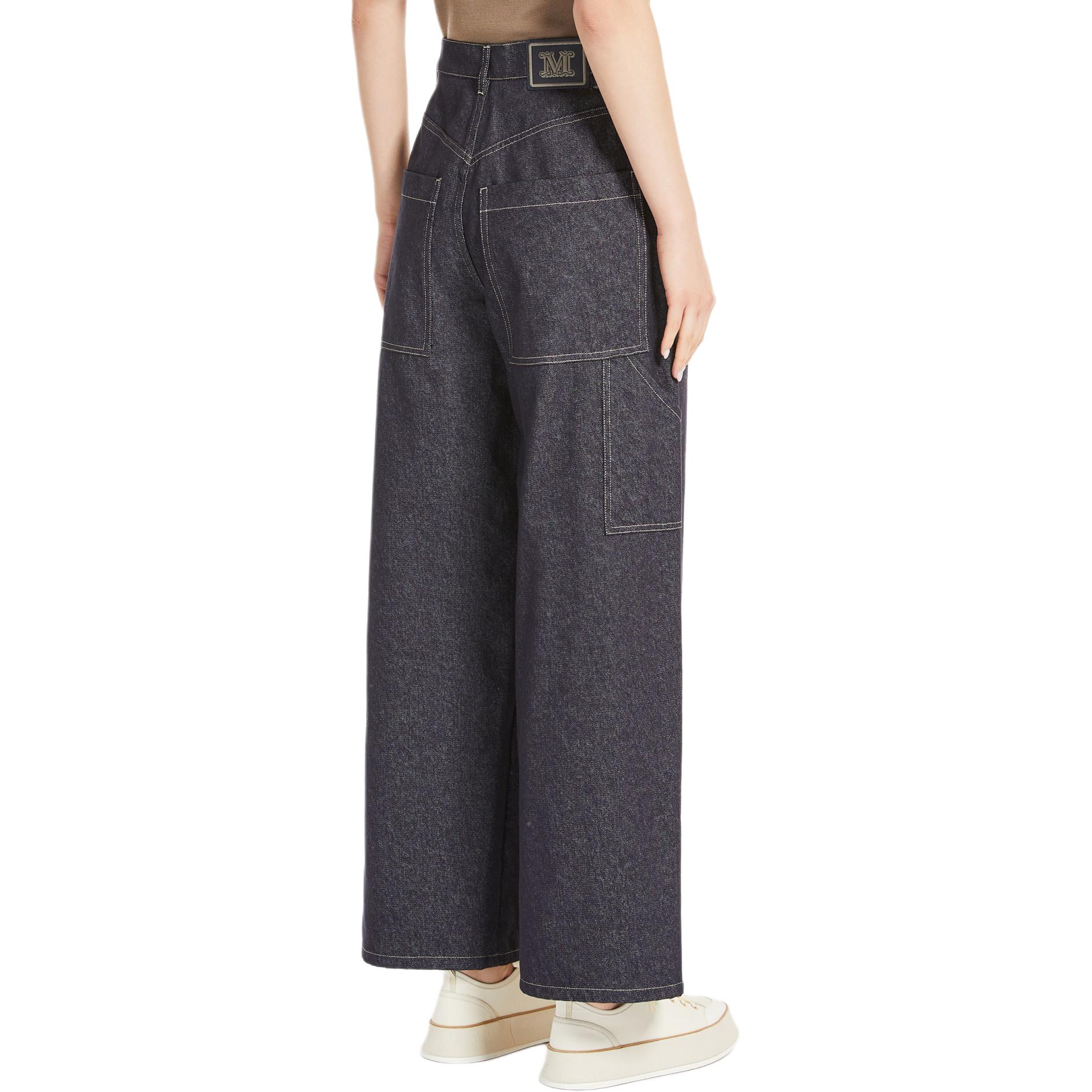 Purchase (Women) 'S Max Mara MaxMara  High-Waisted Wide-Leg Jeans in Solid Dark Blue 1131164106-001