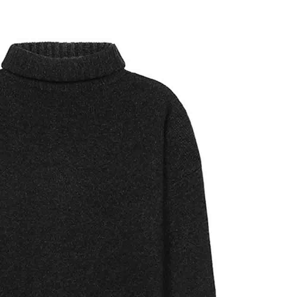 Sizing (Women) 'S Max Mara MaxMara  High Neck Wool Knit Sweater Coal Grey Pullover 1366111306008-TRAU