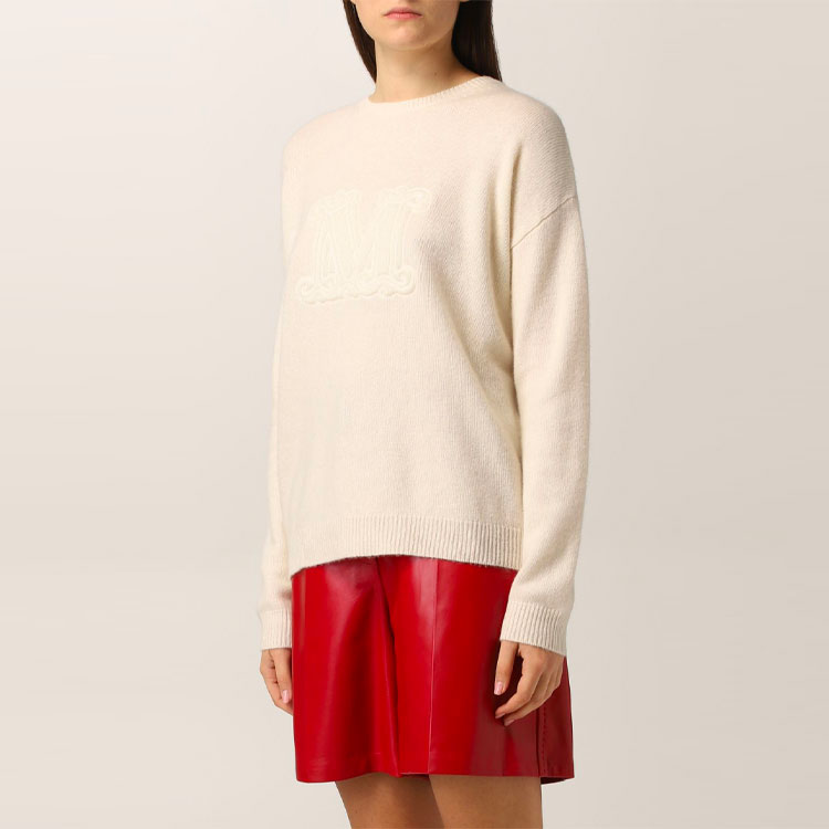 Sizing (W) Suéter Holgado Cuello Redondo Manga Larga Logo Marfil ''S Max Mara. 13611421600-001