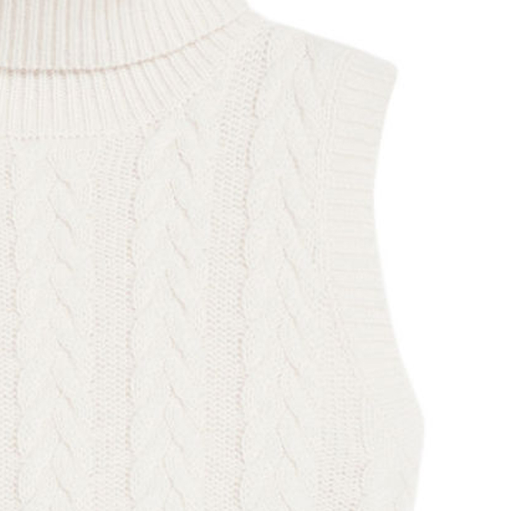 Lookbook (Women) 'S Max Mara MaxMara  Ivory Sleeveless Knit Turtleneck Sweater Pullover. 1361124106-001