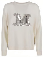 (W) ''S Max Mara MaxMara 象牙白寬鬆字母貼花長袖毛衣 2313660533600-001 Order (W) ''S Max Mara MaxMara 象牙白寬鬆字母貼花長袖毛衣 2313660533600-001