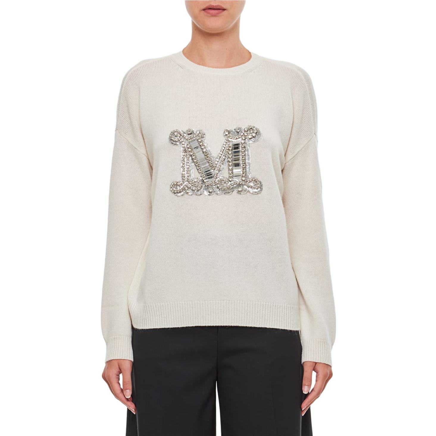 Lookbook (W) 막스마라 아이보리 화이트 레터 자수 루즈핏 긴팔 스웨터 2313660533600-001