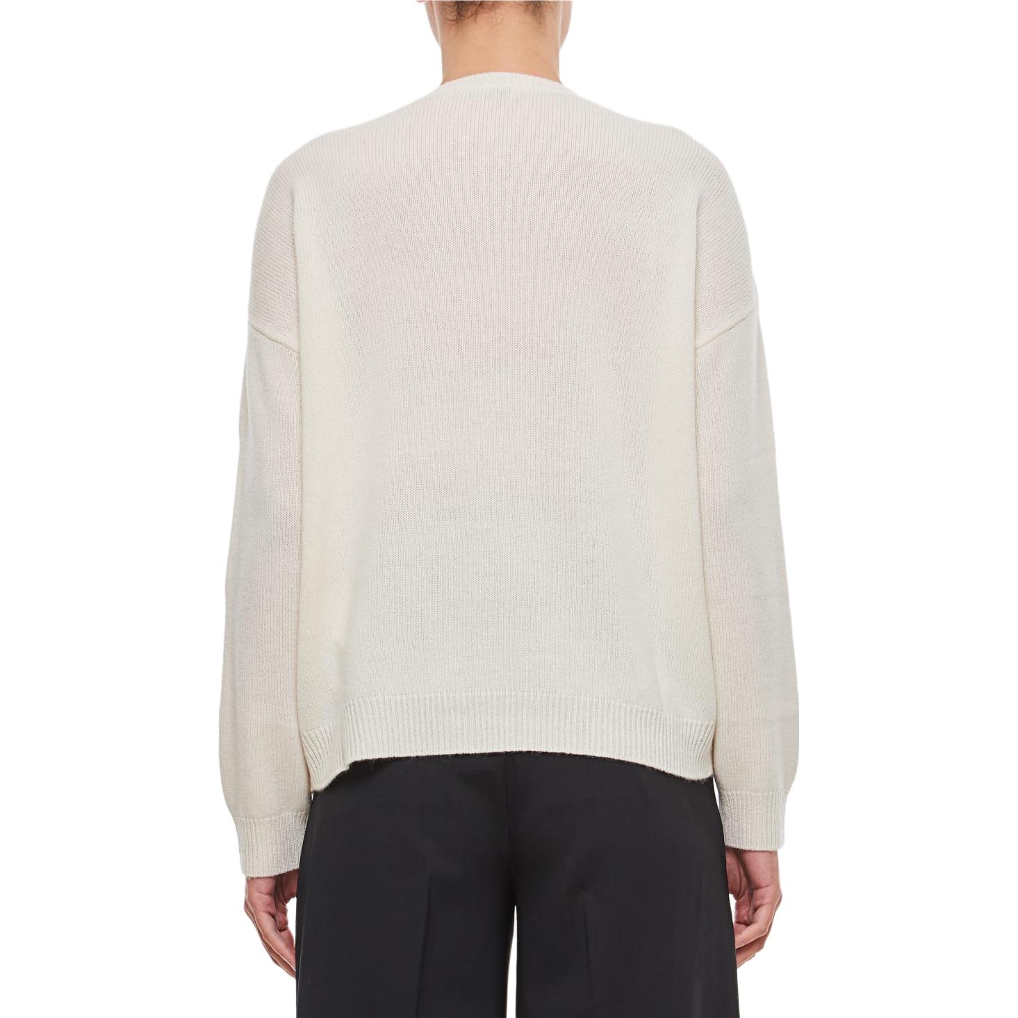 Shop (W) 막스마라 아이보리 화이트 레터 자수 루즈핏 긴팔 스웨터 2313660533600-001