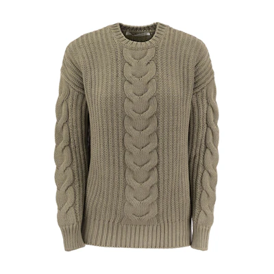 (Women) 'S Max Mara MaxMara Khaki Green Crewneck Long-Sleeve Pullover Sweater 2411361213600-005