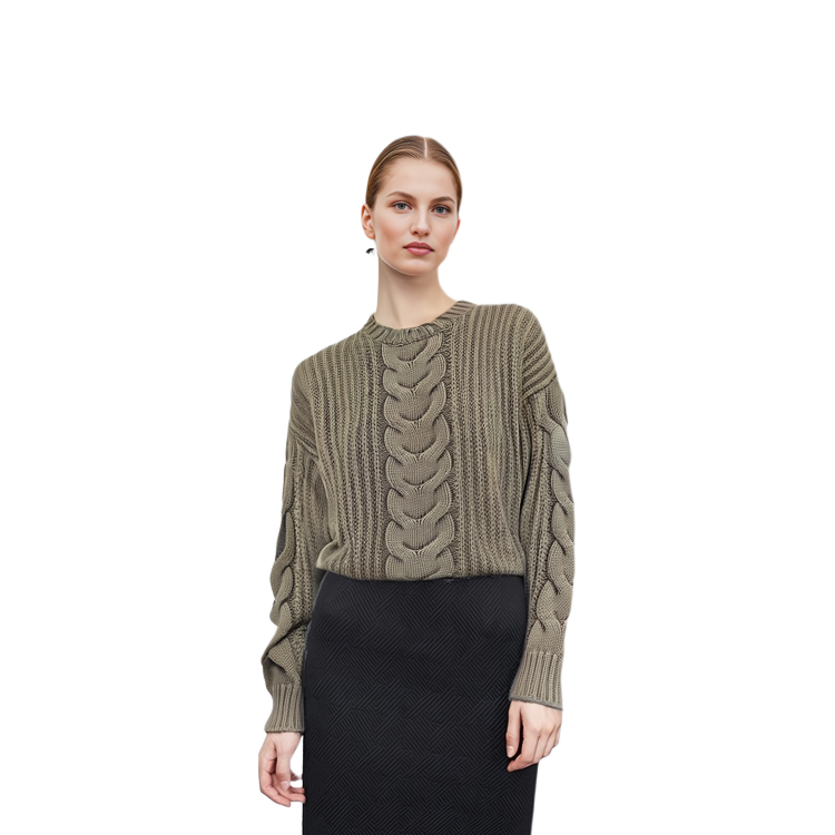 (Women) 'S Max Mara MaxMara  Khaki Green Crewneck Long-Sleeve Pullover Sweater 2411361213600-005 圖 5