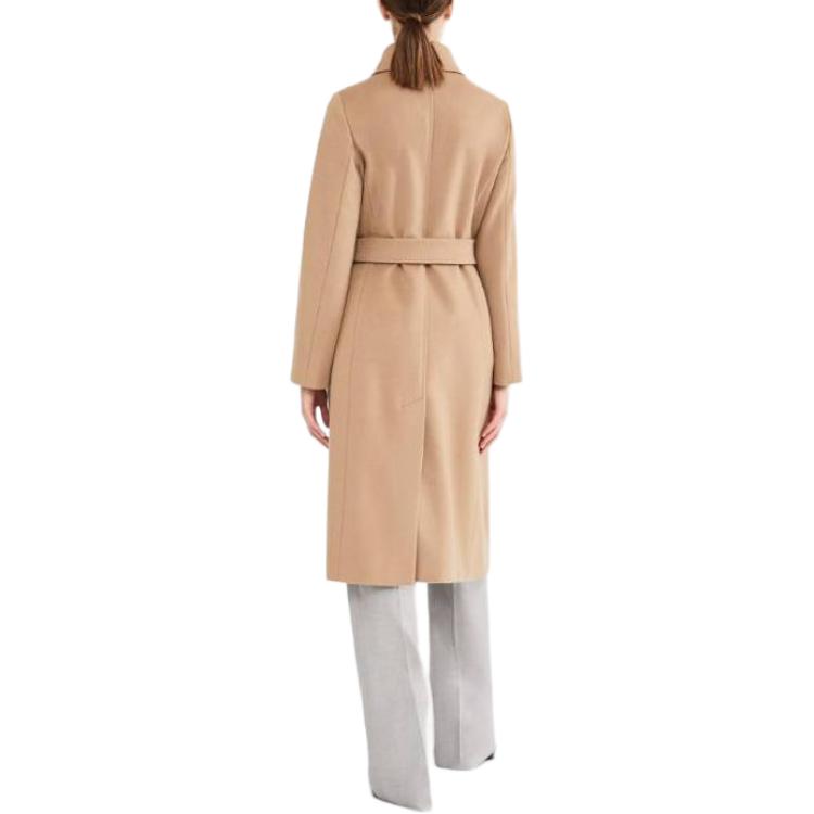 Shop (W) ''S Max Mara MaxMara 卡其色长款腰带大衣配翻领和长袖 6016103906006-BCOLLAG