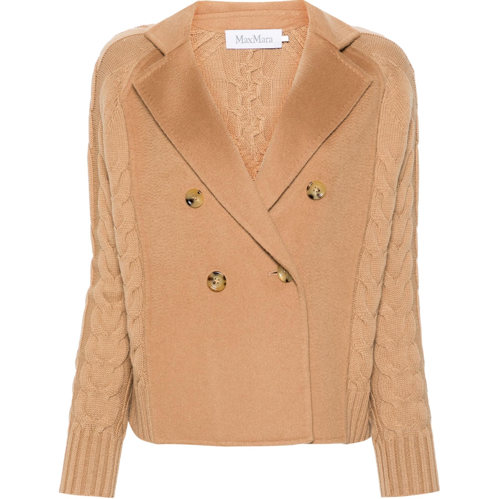 (Women) 'S Max Mara MaxMara  Knit Cardigan Camel Beige Double-Breasted Loose Fit Sweater 2421316021600-004