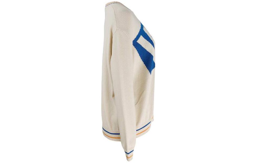 Shop (W) S Max Mara MaxMara 米色字母图案针织圆领长袖毛衣 53612337650-005