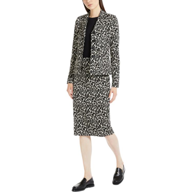 Lookbook (Women) 'S Max Mara MaxMara  Leopard Jacquard Single-Breasted Long Sleeve Jacket 6916032306
