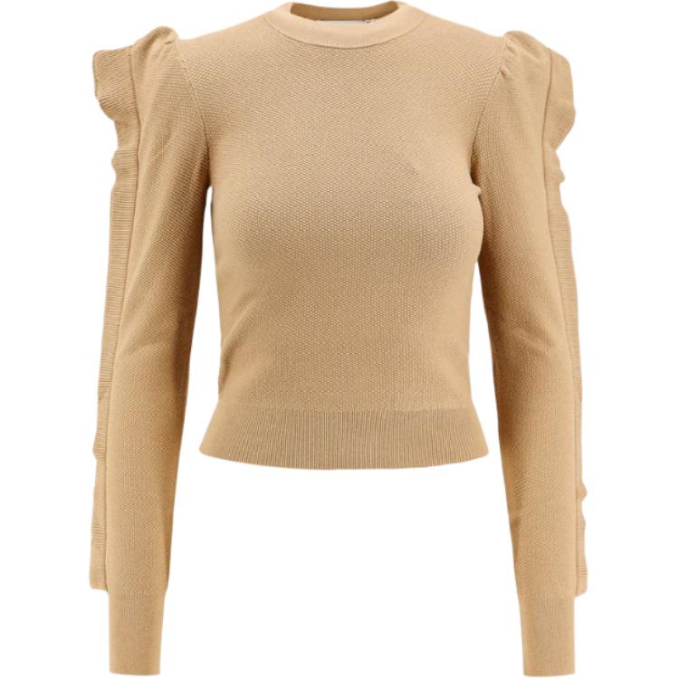 Order (Women) 'S Max Mara MaxMara  Light Brown Crewneck Long-Sleeve Knit Sweater 2421366071600-003
