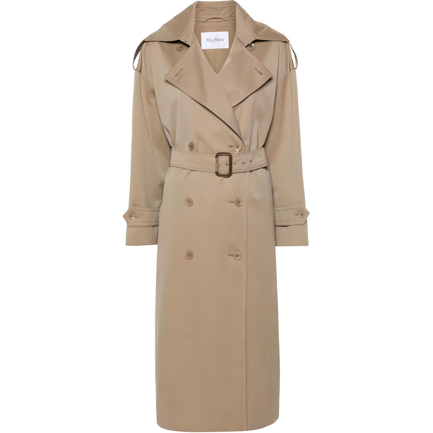 (Women) 'S Max Mara MaxMara  Light Brown Double-Breasted Mid-Length Trench Coat. 2411021011600-002