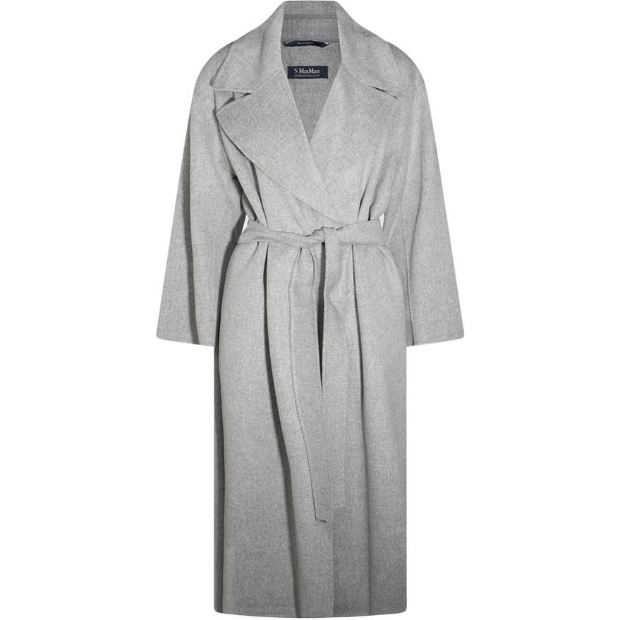 (Women) 'S Max Mara MaxMara  Light Gray Belted Long Sleeve Mid-Length Coat. 9016094106-042