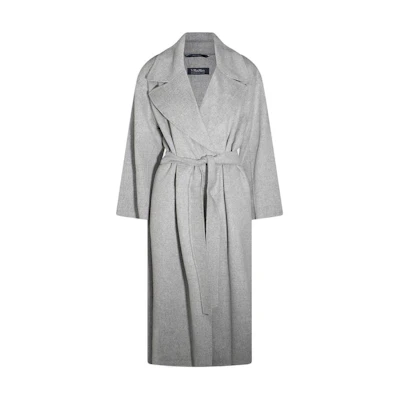 (Women) 'S Max Mara MaxMara Light Gray Belted Long Sleeve Mid-Length Coat. 9016094106-042