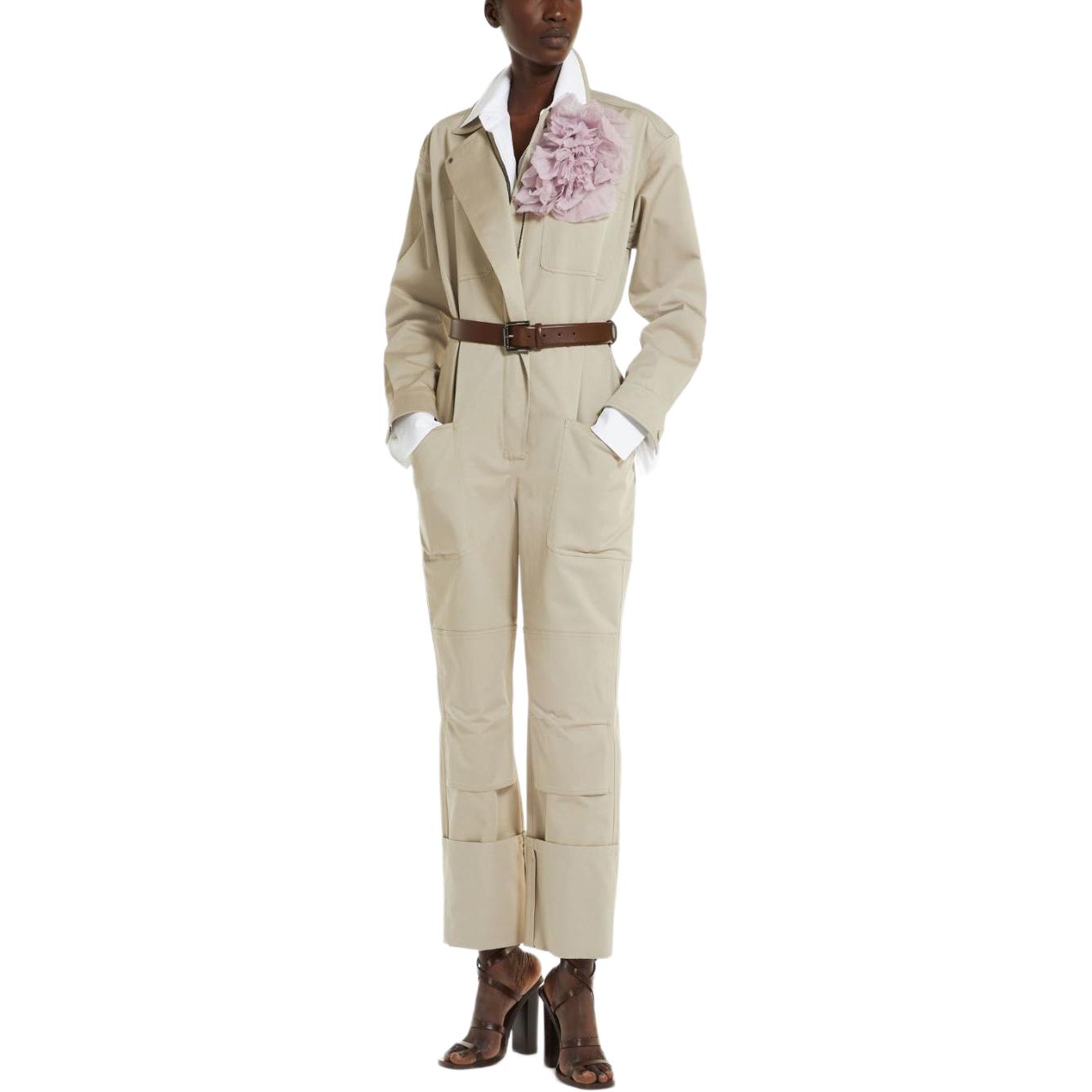 Lookbook (Women) 'S Max Mara MaxMara  Light Green Long-Sleeve Collared Jumpsuit 1241014206004CARAIBI