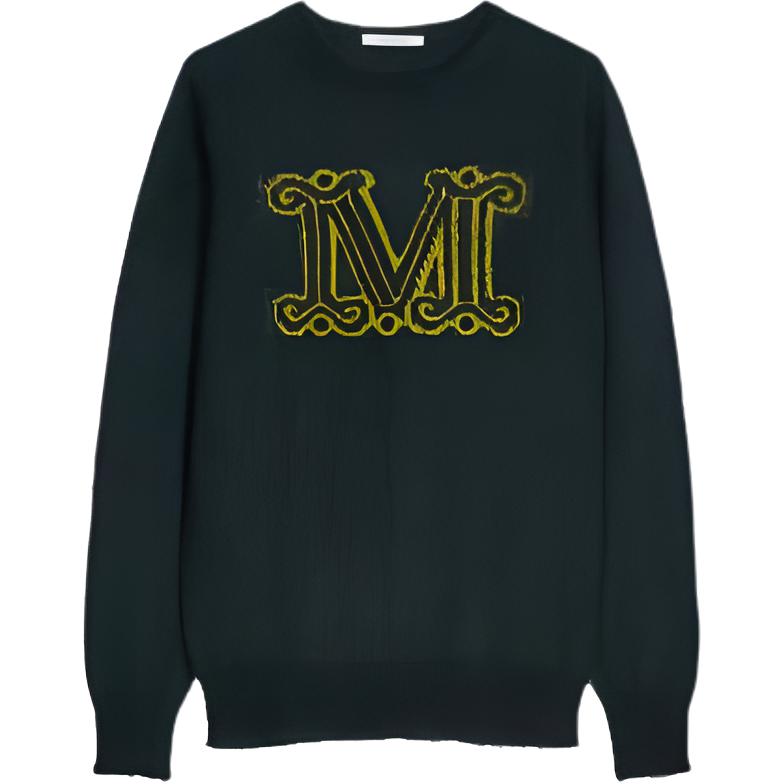 (Women) 'S Max Mara MaxMara  Logo Crewneck Long-Sleeve Knit Sweater Dark Green 1366022360023