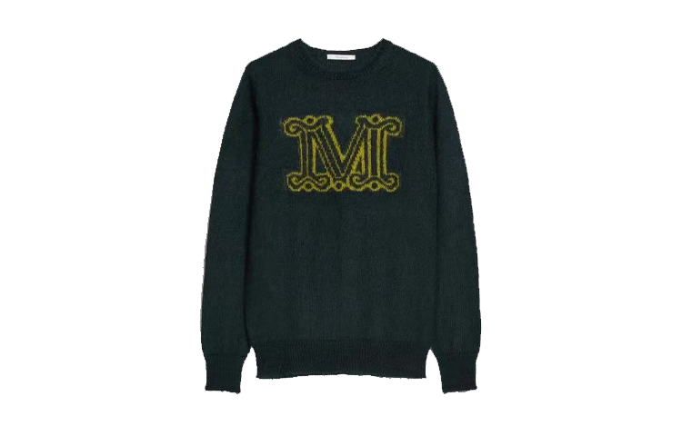 Order (Women) 'S Max Mara MaxMara  Logo Crewneck Long-Sleeve Knit Sweater Dark Green 1366022360023